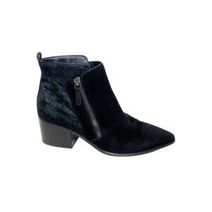 Tahari Rockstar Black Suede Calf Hair Ankle Booties 8.5M